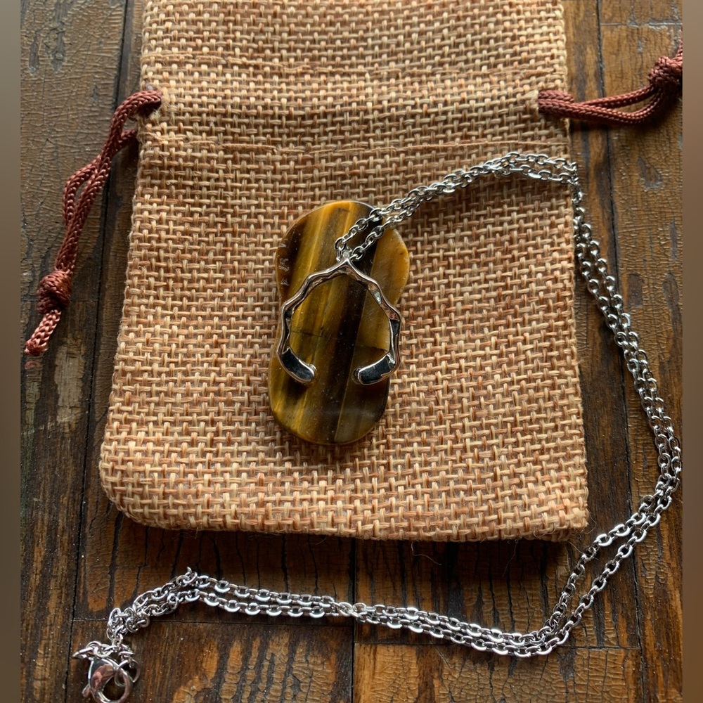 Tigers Eye Necklace Brown Tigers Eye Cute Pendant Genuine Tigers Eye Necklace